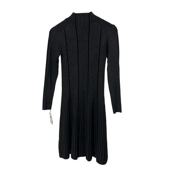 FRENCH CONNECTION WOMENS MEDIUM RIBBED KNIT LONG-SLEEVE DRESS CHARCOAL BLACK NEW - Picture 4 of 12